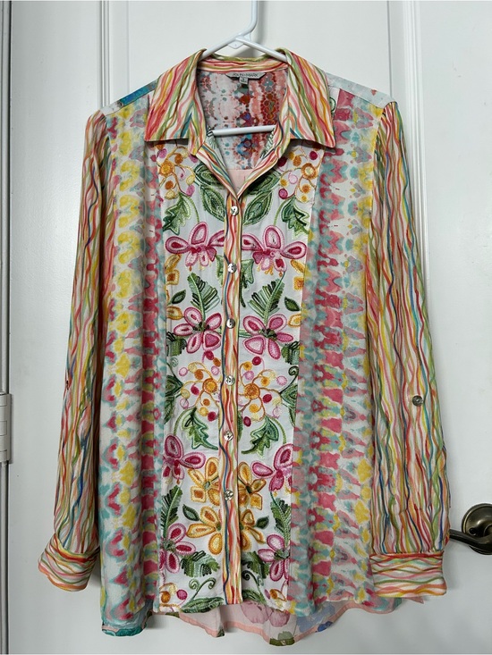 John Mark Tops - John Mark Colorful Blouse Top Small